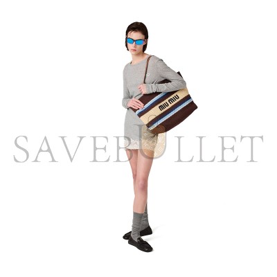 MIU MIU RAFFIA-EFFECT WOVEN TOTE BAG 5BG228 (40*34*16cm)
